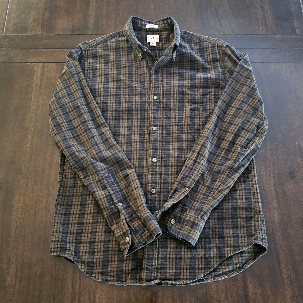 J Crew size medium plaid  button down brushed twill shirt
